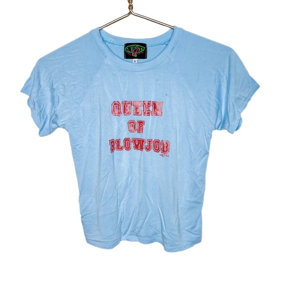 omighty Tops - Y2K OMIGHTY Offensive Babydoll Tee Shirt Queen of BJ